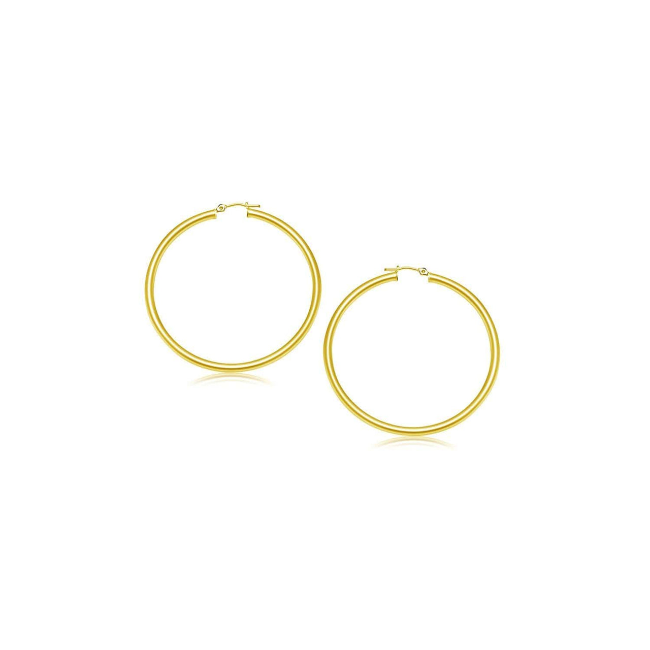 10k Yellow Gold Polished Hoop Earrings (15 mm) Earrings Angelucci Jewelry   