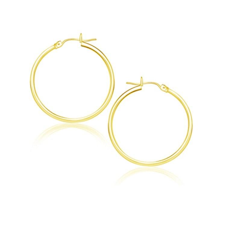 10k Yellow Gold Polished Hoop Earrings (25 mm) Earrings Angelucci Jewelry   