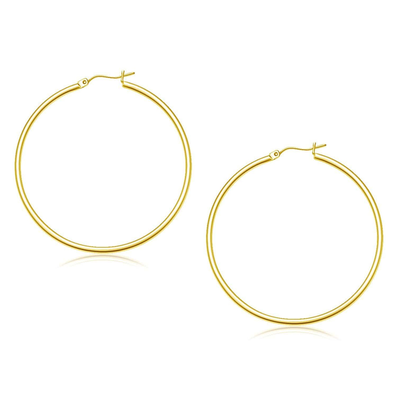 10k Yellow Gold Polished Hoop Earrings (45 mm) Earrings Angelucci Jewelry   