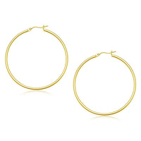 Thumbnail for 10k Yellow Gold Polished Hoop Earrings (45 mm) Earrings Angelucci Jewelry   