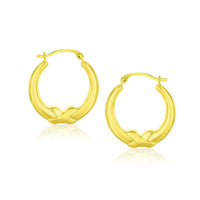 Thumbnail for 10k Yellow Gold X Motif Round Shape Hoop Earrings Earrings Angelucci Jewelry   