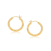 Thumbnail for 14k Yellow Gold 25mm Diameter Hoop Earring with Diamond-Cut Finish Earrings Angelucci Jewelry   