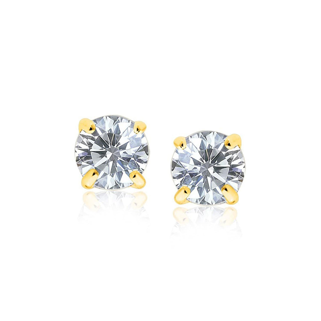 14k Yellow Gold 8.0mm Round CZ Stud Earrings Earrings Angelucci Jewelry   