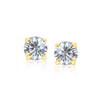 Thumbnail for 14k Yellow Gold 8.0mm Round CZ Stud Earrings Earrings Angelucci Jewelry   