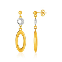 Thumbnail for 14k Yellow Gold and Diamond Oval and Crescent Moon Earrings (1/10 cttw) Earrings Angelucci Jewelry   