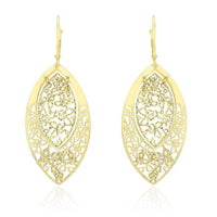 Thumbnail for 14k Yellow Gold Butterfly Filigree Design Marquis Earrings Earrings Angelucci Jewelry   