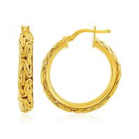 Thumbnail for 14k Yellow Gold Byzantine Hoop Post Earrings Earrings Angelucci Jewelry   