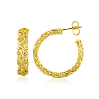 Thumbnail for 14k Yellow Gold Byzantine Three-Quarter Moon Post Earrings Earrings Angelucci Jewelry   