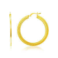 Thumbnail for 14k Yellow Gold Chevron Texture Hoop Earrings Earrings Angelucci Jewelry   