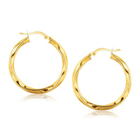 Thumbnail for 14k Yellow Gold Classic Twist Hoop Earrings (1 inch Diameter) Earrings Angelucci Jewelry   