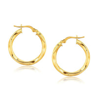 Thumbnail for 14k Yellow Gold Classic Twist Hoop Earrings (7/8 inch Diameter) Earrings Angelucci Jewelry   