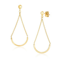 Thumbnail for 14k Yellow Gold Curved Chain Drop Earrings Earrings Angelucci Jewelry   