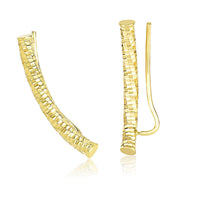 Thumbnail for 14k Yellow Gold Curved Tube Earrings with Diamond Cuts Earrings Angelucci Jewelry   