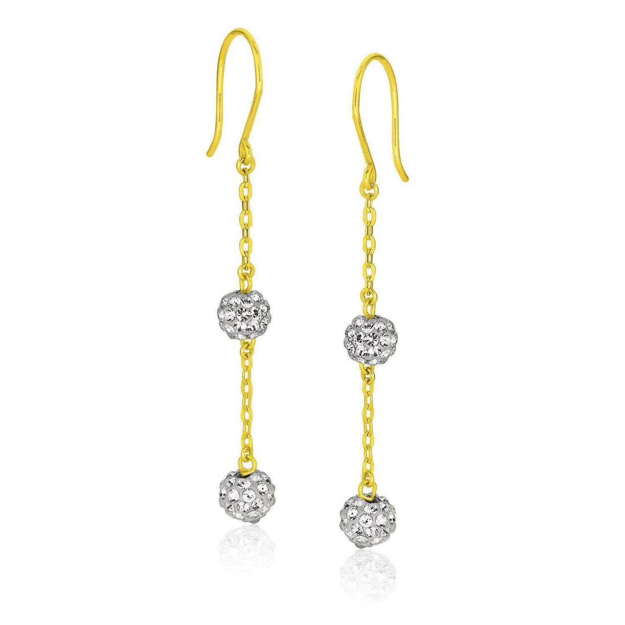 14k Yellow Gold Dangling Crystal Ball Earrings Earrings Angelucci Jewelry   