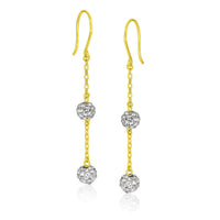 Thumbnail for 14k Yellow Gold Dangling Crystal Ball Earrings Earrings Angelucci Jewelry   
