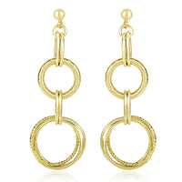 Thumbnail for 14k Yellow Gold Dangling Earrings with Multi-Textured Entwined Circles Earrings Angelucci Jewelry   