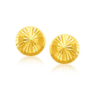 Thumbnail for 14k Yellow Gold Diamond Cut Flat Design Stud Earrings Earrings Angelucci Jewelry   