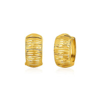 Thumbnail for 14k Yellow Gold Diamond Cut Hoop Design Earrings Earrings Angelucci Jewelry   