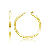 Thumbnail for 14k Yellow Gold Diamond Cut Hoop Earrings Earrings Angelucci Jewelry   