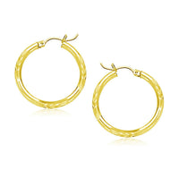 Thumbnail for 14k Yellow Gold Diamond Cut Hoop Earrings (20mm) Earrings Angelucci Jewelry   