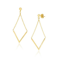 Thumbnail for 14k Yellow Gold Diamond Shape Chain Drop Earrings Earrings Angelucci Jewelry   