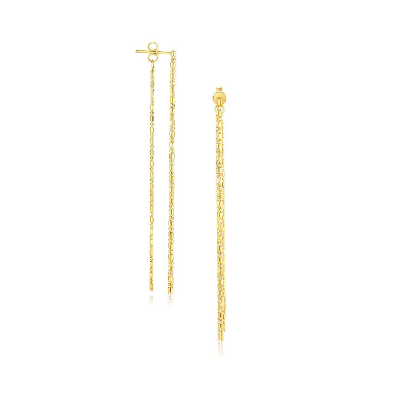 14k Yellow Gold Double Chain Strand Drop Earrings Earrings Angelucci Jewelry   