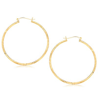 Thumbnail for 14k Yellow Gold Fancy Diamond Cut Extra Large Hoop Earrings (45mm Diameter) Earrings Angelucci Jewelry   