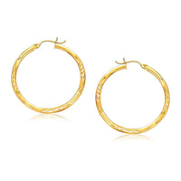 Thumbnail for 14k Yellow Gold Fancy Diamond Cut Hoop Earrings (35mm Diameter) Earrings Angelucci Jewelry   