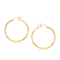 Thumbnail for 14k Yellow Gold Fancy Diamond Cut Slender Large Hoop Earrings (30mm Diameter) Earrings Angelucci Jewelry   