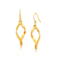 Thumbnail for 14k Yellow Gold Fancy Flat Twisted Oval Dangling Earrings Earrings Angelucci Jewelry   