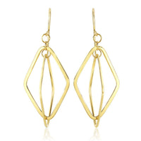 Thumbnail for 14k Yellow Gold Flat Open Diamond Interlaced Style Drop Earrings Earrings Angelucci Jewelry   