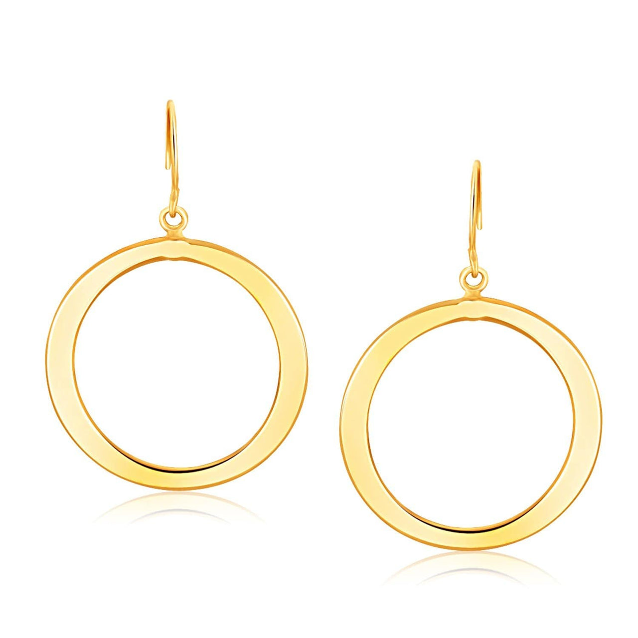 14k Yellow Gold Flat Open Tube Round Earrings Earrings Angelucci Jewelry   