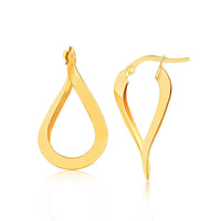 Thumbnail for 14k Yellow Gold Flat Polished Twisted Hoop Earrings Earrings Angelucci Jewelry   