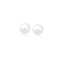 Thumbnail for 14k Yellow Gold Freshwater Cultured White Pearl Stud Earrings (6.0 mm) Earrings Angelucci Jewelry   