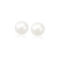 Thumbnail for 14k Yellow Gold Freshwater Cultured White Pearl Stud Earrings (7.0 mm) Earrings Angelucci Jewelry   