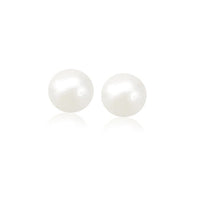 Thumbnail for 14k Yellow Gold Freshwater Cultured White Pearl Stud Earrings (8.0 mm) Earrings Angelucci Jewelry   
