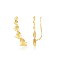 Thumbnail for 14k Yellow Gold Graduated Heart Climber Style Stud Earrings Earrings Angelucci Jewelry   