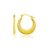 Thumbnail for 14k Yellow Gold Graduated Round Textured Hoop Earrings Earrings Angelucci Jewelry   