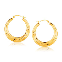 Thumbnail for 14k Yellow Gold Graduated Textured Hoop Earrings (1 inch Diameter) Earrings Angelucci Jewelry   
