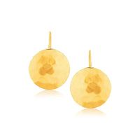 Thumbnail for 14k Yellow Gold Hammered Texture Disc Drop Earrings Medium Earrings Angelucci Jewelry   