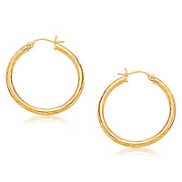 Thumbnail for 14k Yellow Gold Hoop Earring with Diamond-Cut Finish (30 mm Diameter) Earrings Angelucci Jewelry   