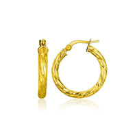 Thumbnail for 14k Yellow Gold Hoop Earrings with Diamond Cut Style Earrings Angelucci Jewelry   