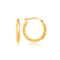 Thumbnail for 14k Yellow Gold Hoop Earrings with Textured Detailing Earrings Angelucci Jewelry   