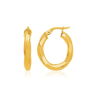 Thumbnail for 14k Yellow Gold Italian Twist Hoop Earrings Earrings Angelucci Jewelry   