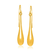 Thumbnail for 14k Yellow Gold Long Polished Teardrop Dangling Earrings Earrings Angelucci Jewelry   