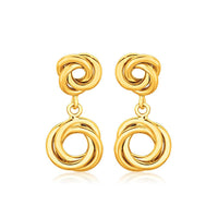 Thumbnail for 14k Yellow Gold Love Knot Stud Earrings with Drops Earrings Angelucci Jewelry   