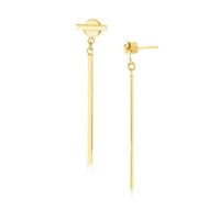 Thumbnail for 14k Yellow Gold Modern Disc and Bar Drop Earrings Earrings Angelucci Jewelry   