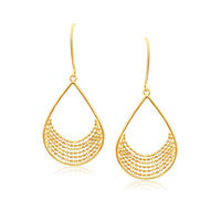 Thumbnail for 14k Yellow Gold Open Teardrop with Layered Bead Chain Earrings Earrings Angelucci Jewelry   