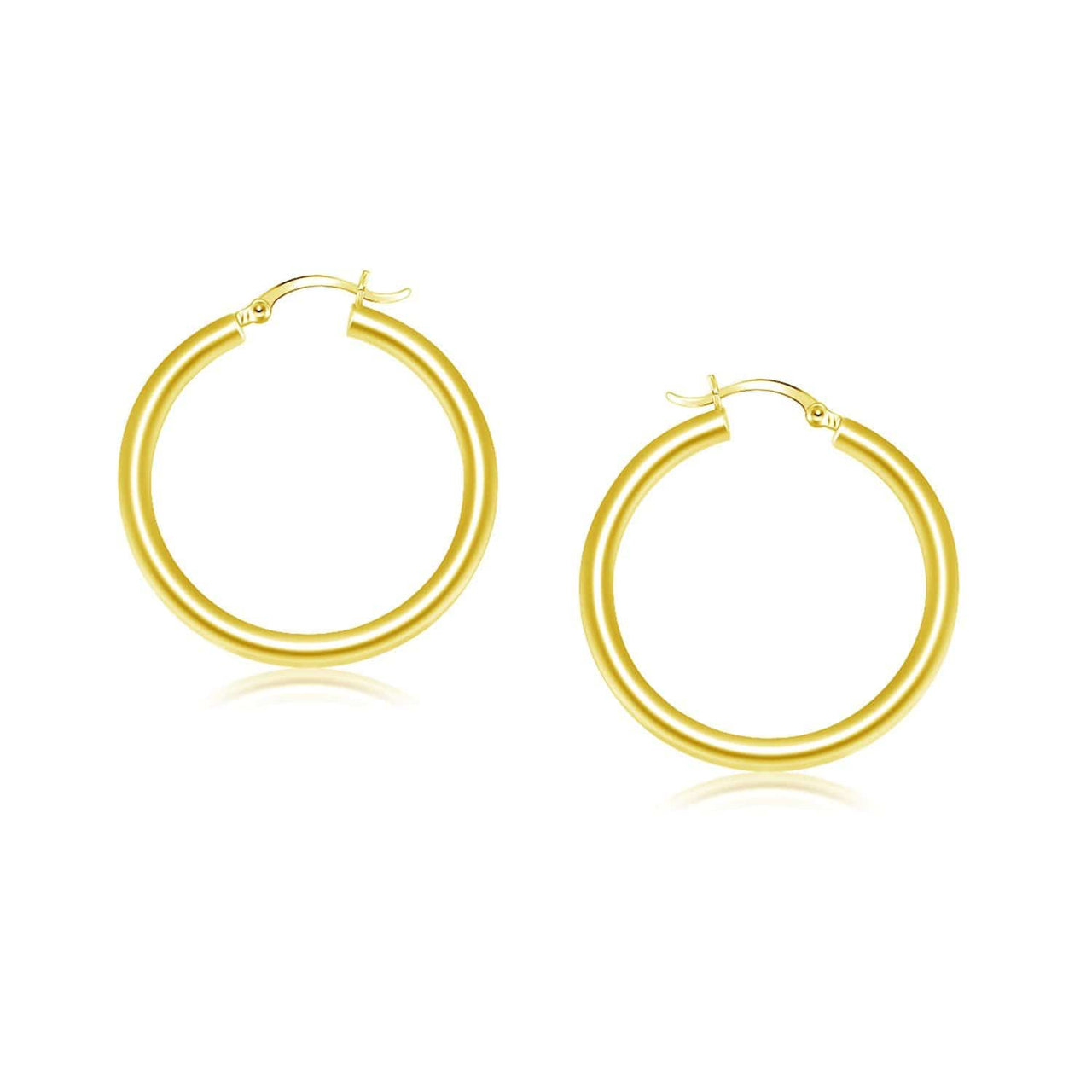 14k Yellow Gold Polished Hoop Earrings (25 mm) Earrings Angelucci Jewelry   