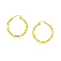 Thumbnail for 14k Yellow Gold Polished Hoop Earrings (25 mm) Earrings Angelucci Jewelry   